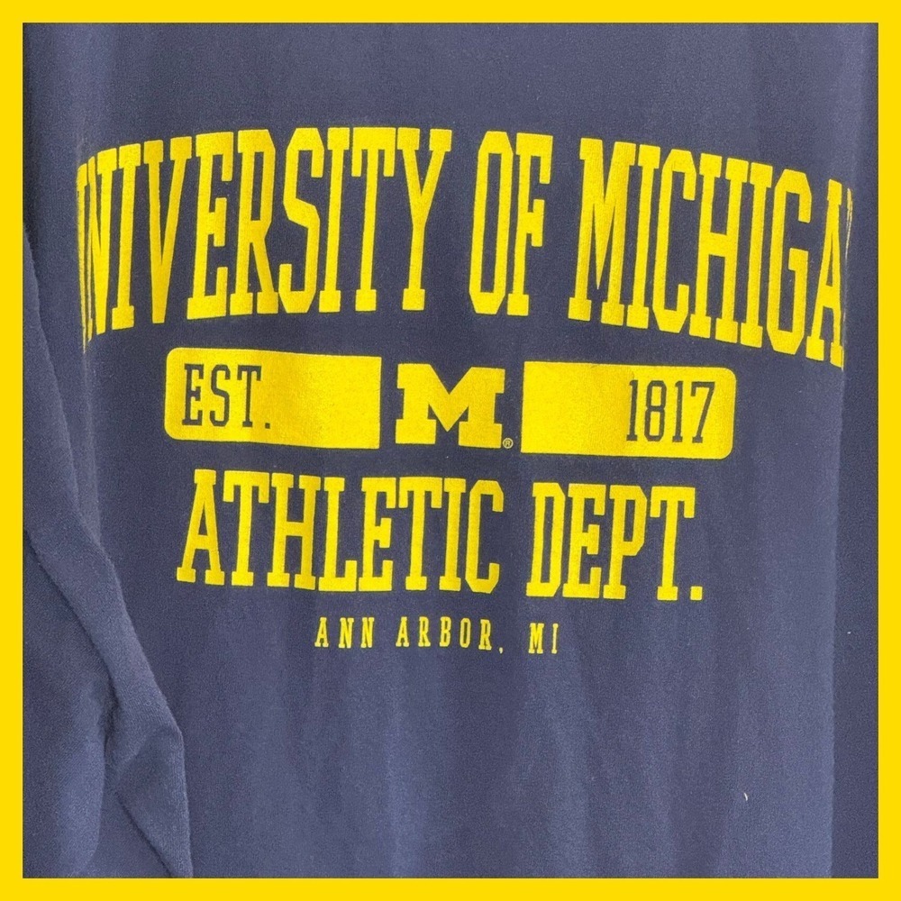 Russell Athletic University of Michigan Wolverines Long Sleeve Shirt Navy 3XL - Picture 2 of 5